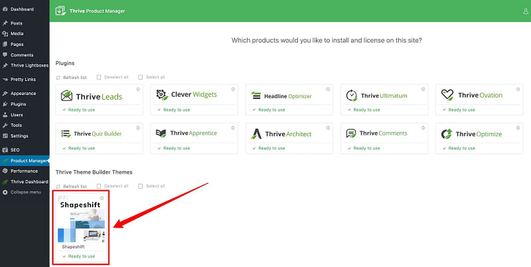 Thrive Product Manager Shapeshift Theme Builder optimized