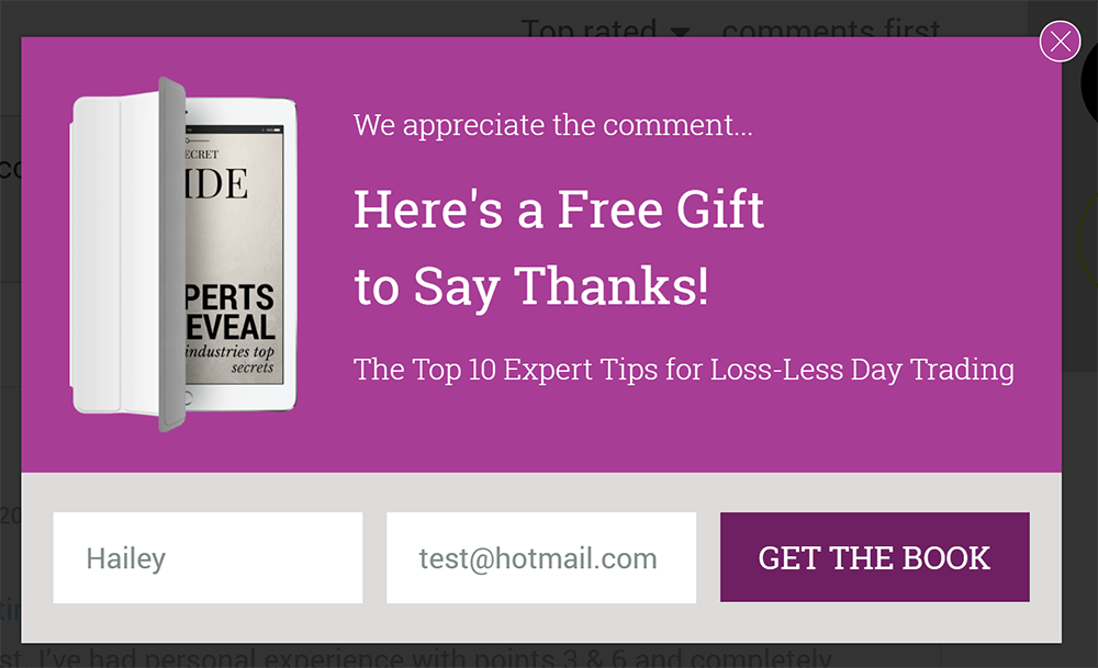 thanks for commenting lightbox