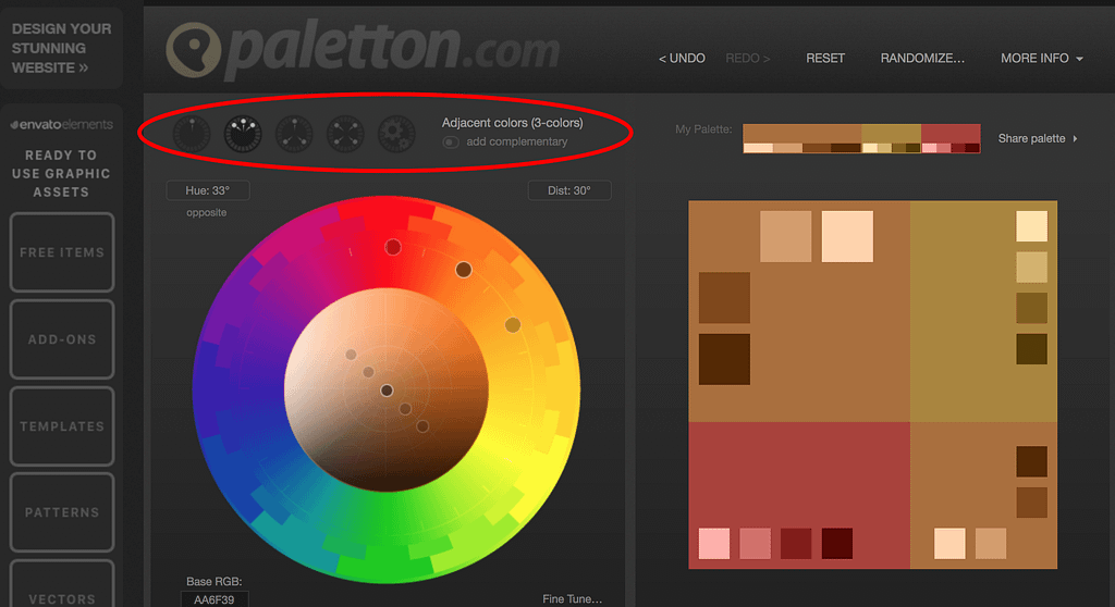 Paletton color schemes