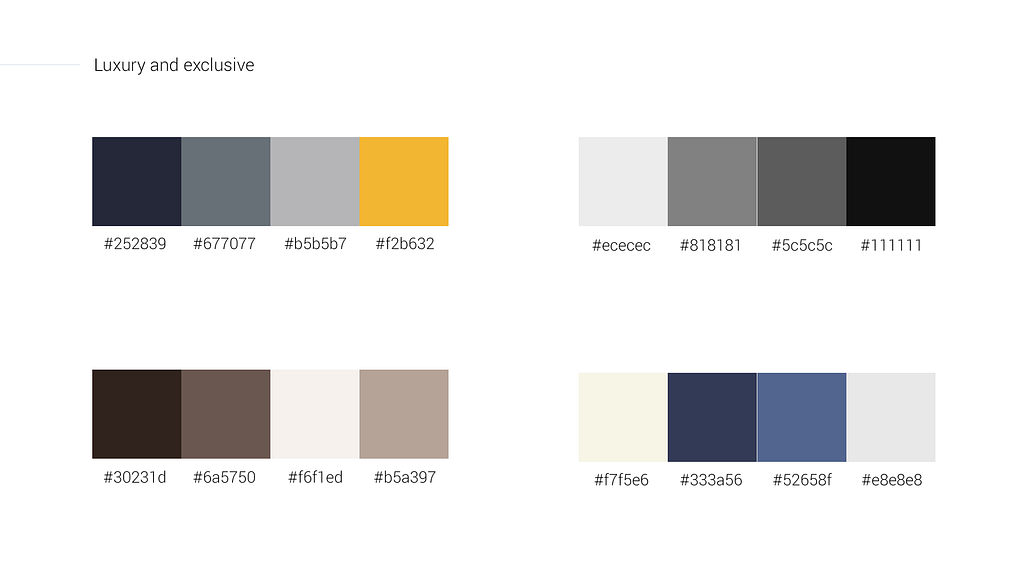 Luxury and exclusive color palettes