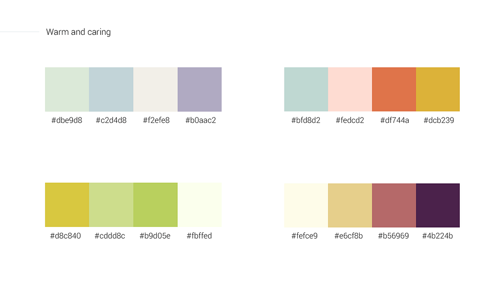Warm and caring color schemes