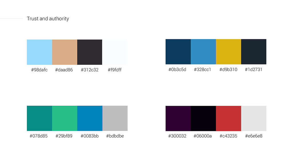 Trust and authority color schemes