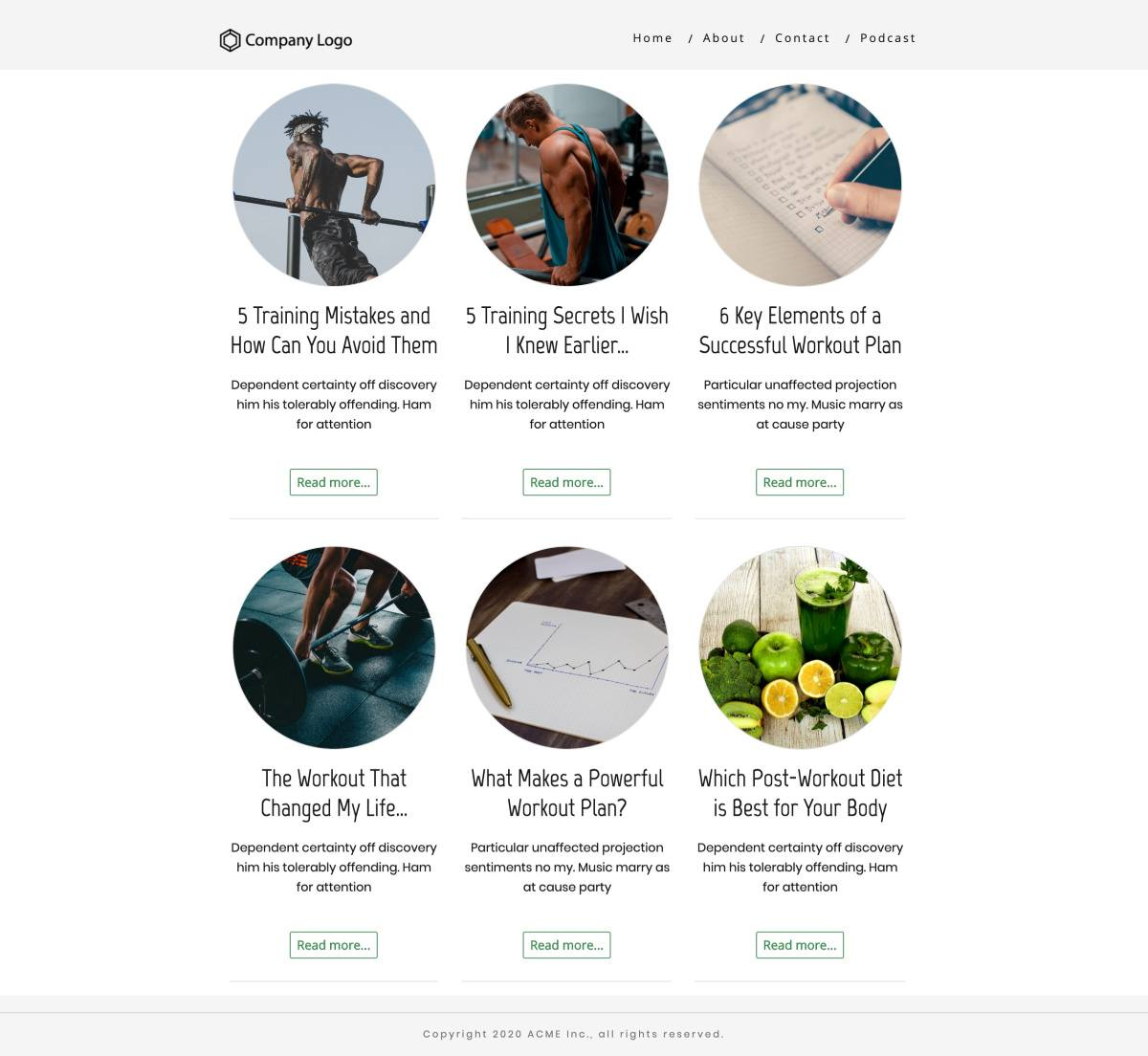 Blog List Page Example (round featured images)