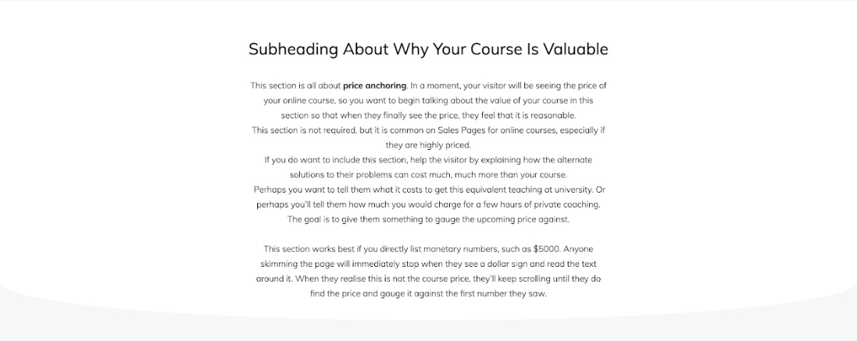 How to create a value comparison section for your online course sales page