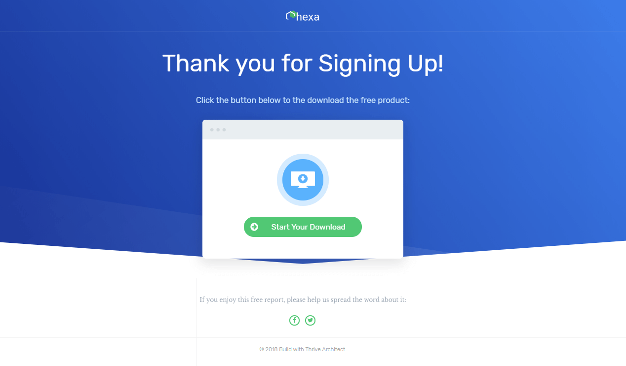 After signup landing page