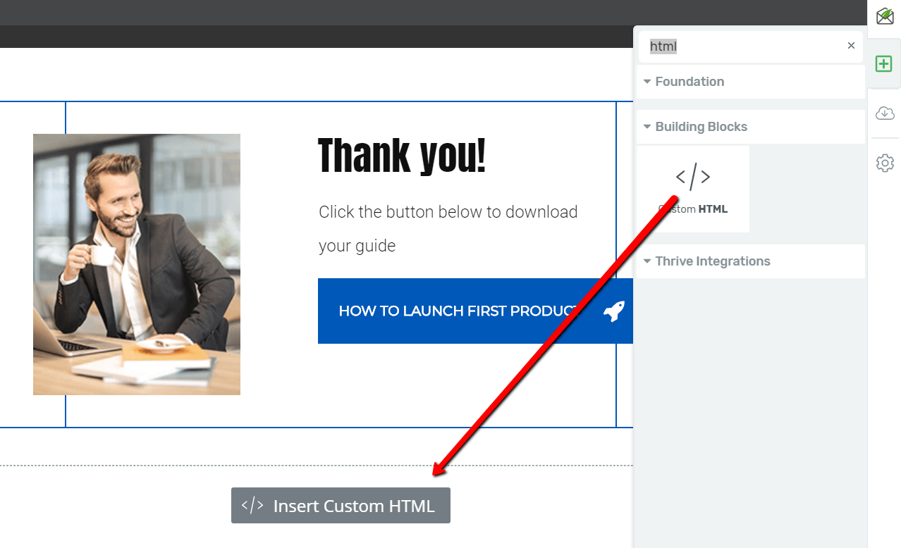 insert custom HTML