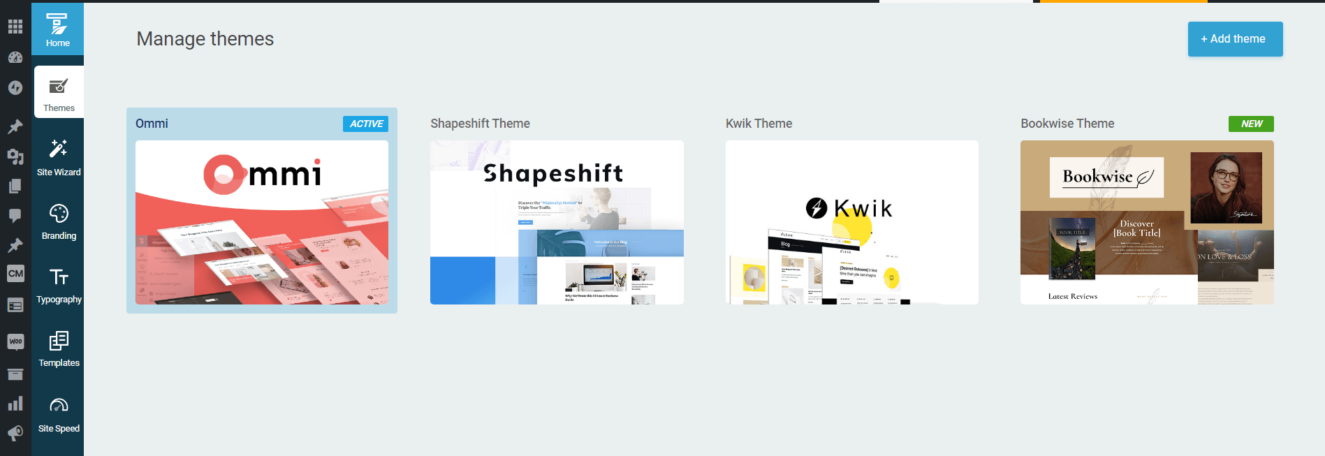 Snapshot of selecting a theme in the Thrive Theme Builder plugin