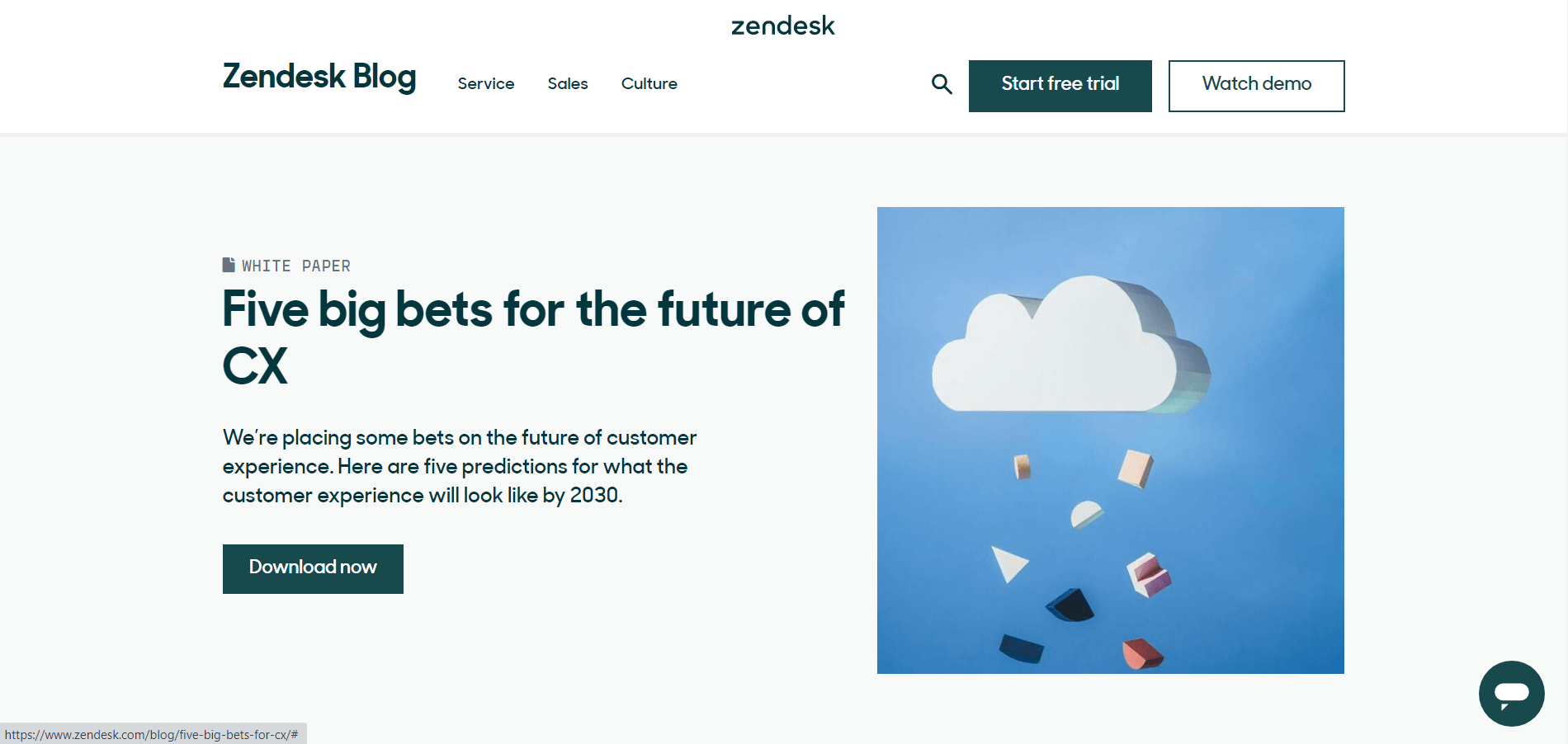 Snapshot of a white paper offered by Zendesk