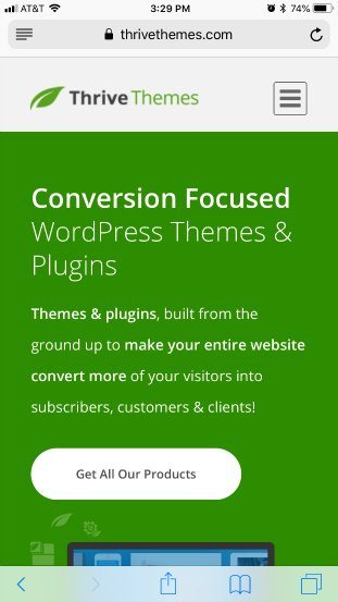 Thrive themes mobile landing page good example