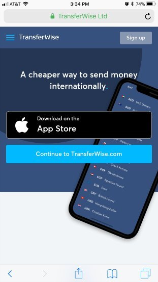 Transferwise homepage good example