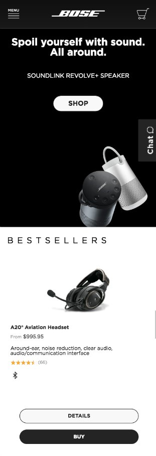 bose mobile homepage good example