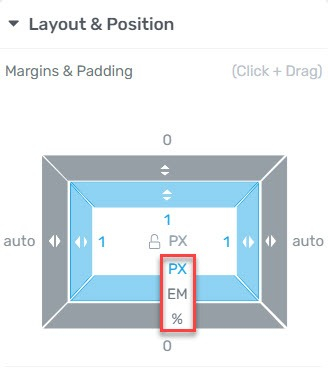 Thrive visual editor Layout & Position tab
