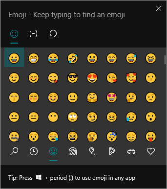 Emoji picker in Windows 10