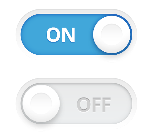 On and off switch UI element in a realistic design style