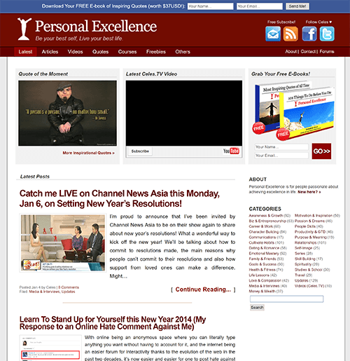 Personal Excellence Homepage around 2014