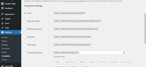 Additional settings in WordPress 
