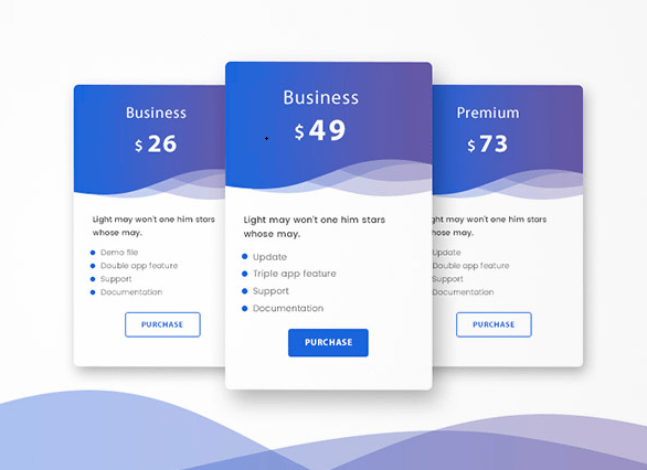 pricing table