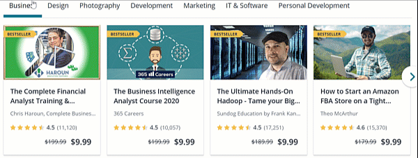 Many udemy courses for $9.99 each