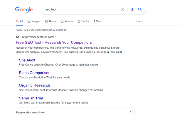 Snapshot of a search engine results page