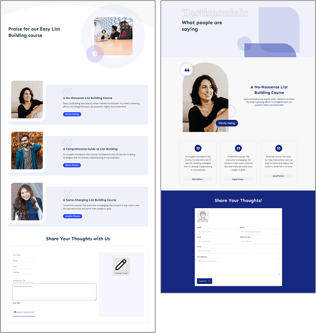 testimonial page examples