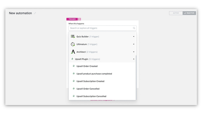 upsell plugin triggers