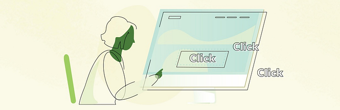 Graphic of person using their laptop
