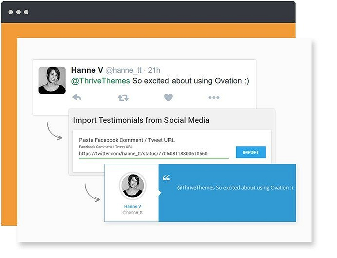 Process of turning a review on social media into a Thrive Ovation testimonial