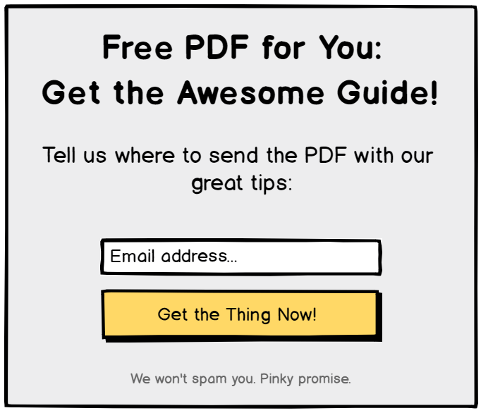 Opt-in form example with an offer for a free PDF