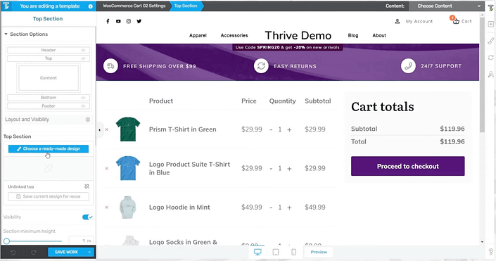 "Customizing the Cart Page & Top Section"