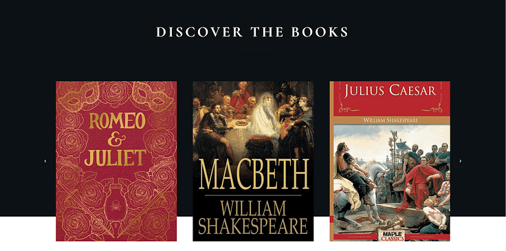Snapshot of Shakespeare’s books section using Bookwise and Thrive Architect
