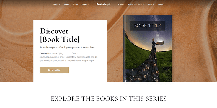 Snapshot of book-focused homepage in Bookwise Theme