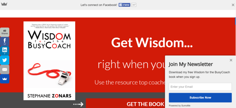 A landing page example showing too many CTAs