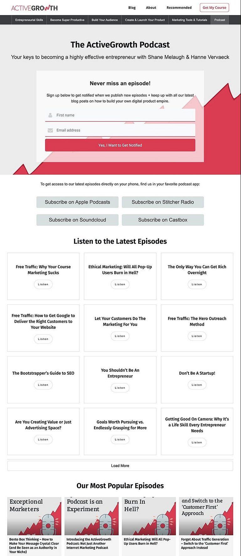 ActiveGrowth podcast silo page