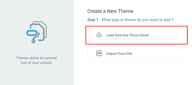 Loading a new theme from the Thrive Cloud