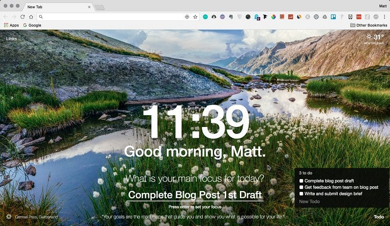 momentum chrome extension