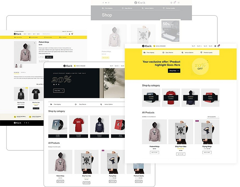 WooCommerce templates available in Kwik Theme