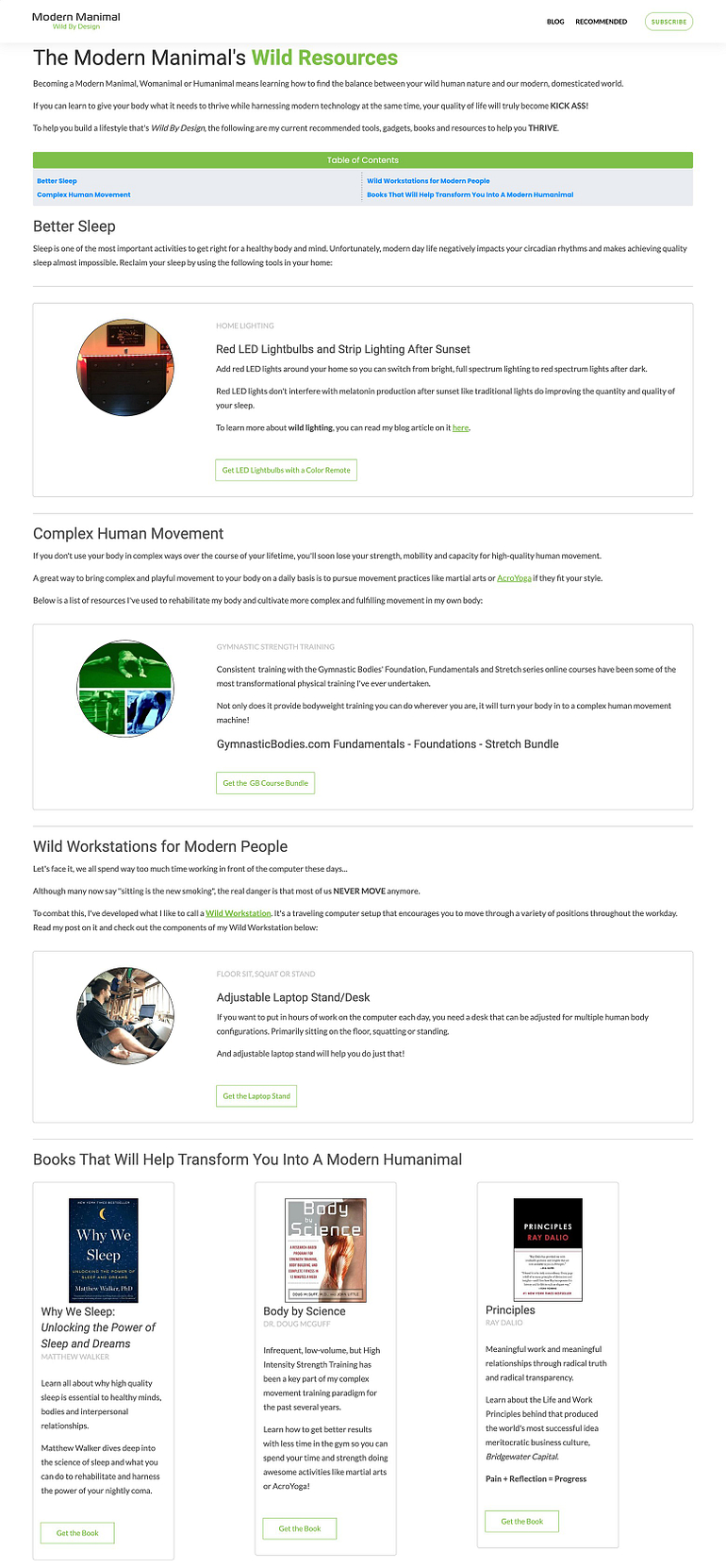 An example of an old Recommended Resources page built from scratch by a non-designer that took way too much time to complete.