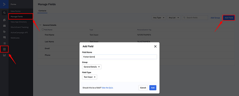 How to create a new custom field inside Active Campaign.