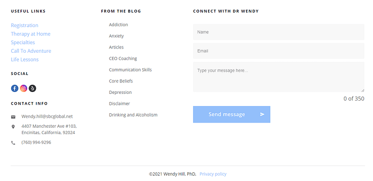 Adding a contact form to your WordPress footer