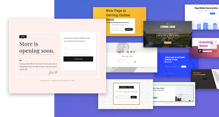 Coming Soon Landing Page Sets in the Gallery