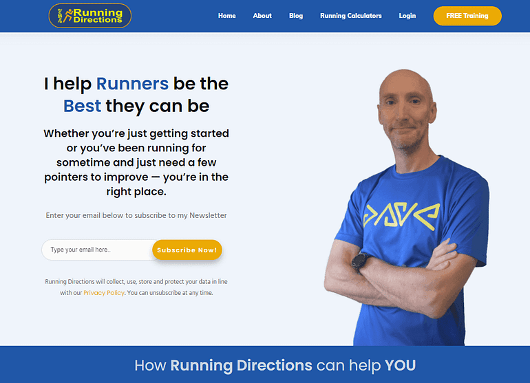 Running Directions homepage