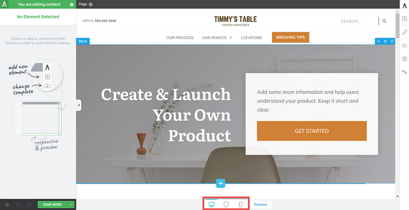 mobile responsive buttons in the thrive editor