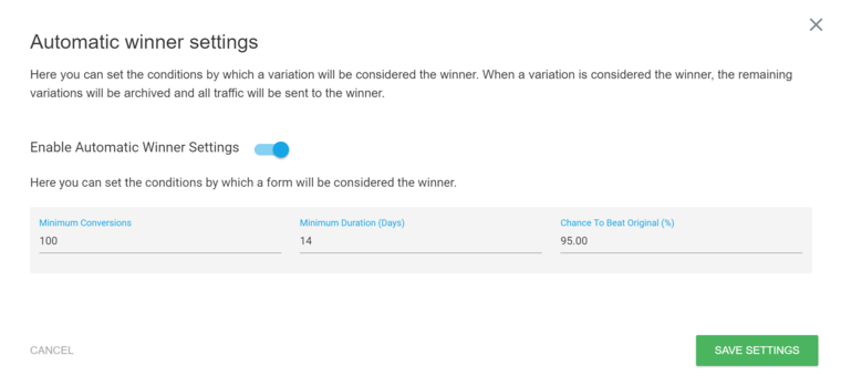 Thrive Optimize automatic winner settings (1)