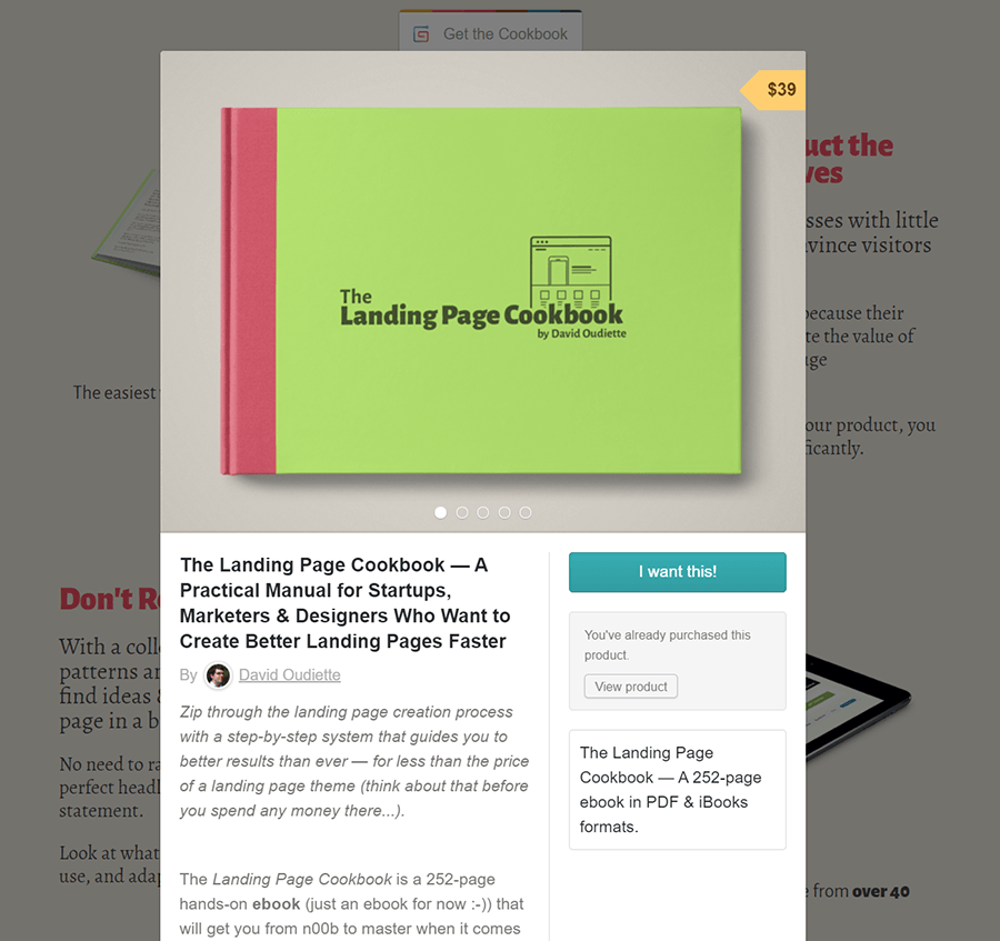 what happens when click Gumroad button gumroad overlay