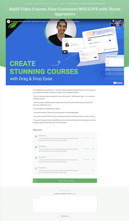 Dynamic Video Lesson