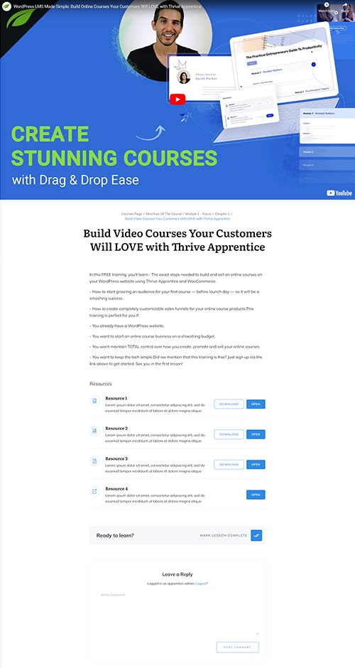 Refined Video Lesson