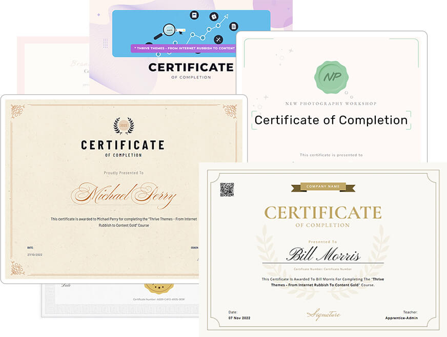 Thrive apprentice certificates