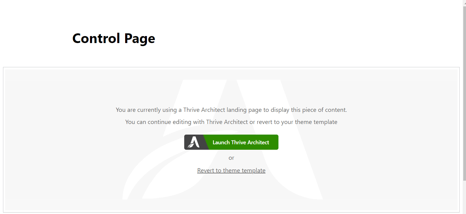 Click Launch Thrive Architect