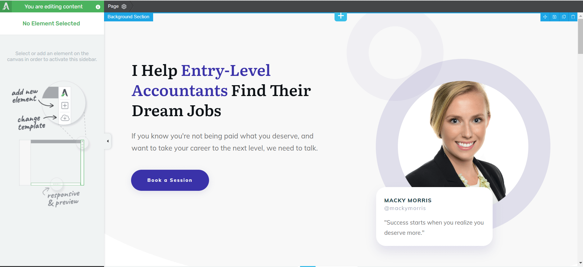 Control Page in Thrive Architect