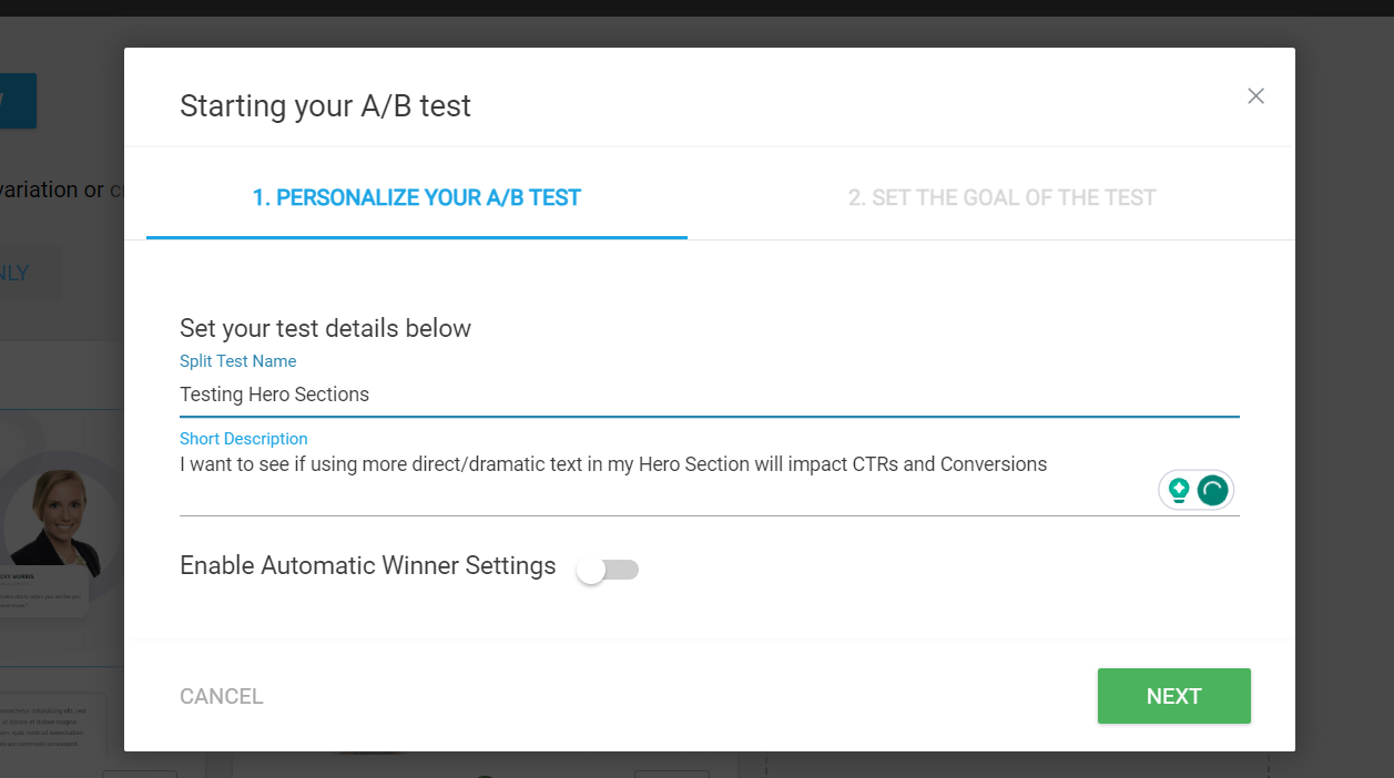 Filling in details for AB Test